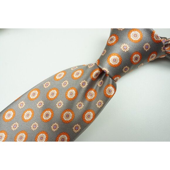 Orange 100% Silk Brioni Ties for Men for sale | eBay Brioni Silk Fossil Gray Tangerine Orange Floral Standard Tie Made in Italy NEW
